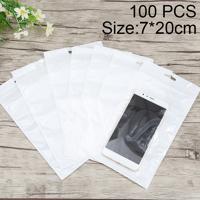 100 stuks 7 x 20 cm hangen gat duidelijk Front White Pearl Jewelry Zip-Lock verpakking zak Custom Printing en grootte zijn welkom