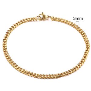 Stalen heren armband LGT JWLS Gourmet schakel Goudkleurig 3mm-23cm