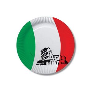 20x stuks Italie vlag thema kartonnen feest bordjes 23 cm