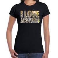 Tekst t-shirt I love jaguars met dieren foto van een jaguar zwart voor dames - thumbnail