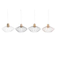 Plafondlamp DKD Home Decor 34 x 34 x 21 cm Zilverkleurig Zwart Grijs Roze Metaal Wit 50 W 60 W Pijnboom - thumbnail
