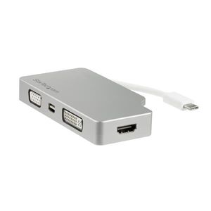StarTech.com Aluminium A/V reisadapter: 4-in-1 USB-C naar VGA, DVI, HDMI of mDP 4K