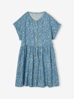 Geknoopte meisjesjurk met bloemen hemelsblauw Geknoopte meisjesjurk met bloemen hemelsblauw