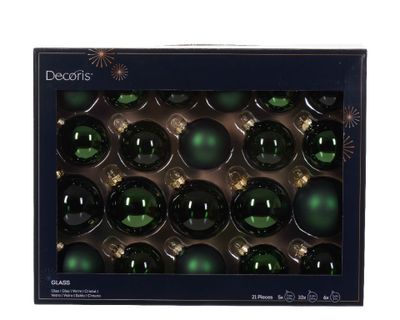 Kerstbal glas d7 cm dengroen ass 21st kerst - Decoris