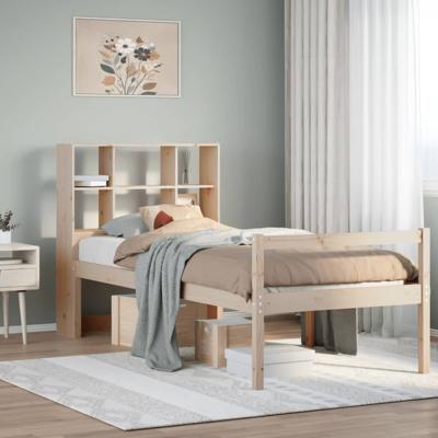 Bed met boekenkast zonder matras massief grenenhout 100x200 cm