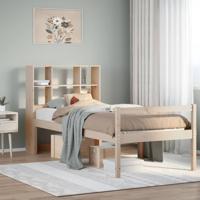 Bed met boekenkast zonder matras massief grenenhout 100x200 cm