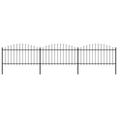 Tuinhek met speren bovenkant (1,25-1,5)x5,1 m staal zwart