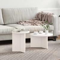 Koffietafel Set 2 pcs Wit 49 x 49 x 28 cm Massief grenenhout
