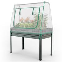 3-In-1 Verhoogd Tuinbed met Kasafdekking en Trellis Metalen Plantenbak op Poten met Drainagegaten voor Klimplanten en Bloemen
