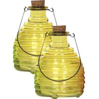 Luance Wespenvanger/wespenval met hengsel - 2x - glas - geel - D13 x H17 cm
