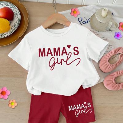 Baby Girls 2pcs Set Round Neck Short Sleeve T-Shirt And Leggings, Casual & Minimalist Multicolor