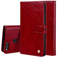 Voor Huawei Honor Play 7X Business stijl olie Wax textuur horizontale Flip lederen draagtas met houder & kaartsleuven & portemonnee (rood)