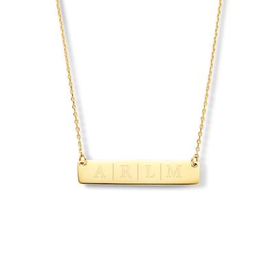 Gegraveerde initialen bar ketting - 14K GOUD - Goud