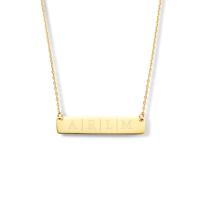 Gegraveerde initialen bar ketting - 14K GOUD - Goud