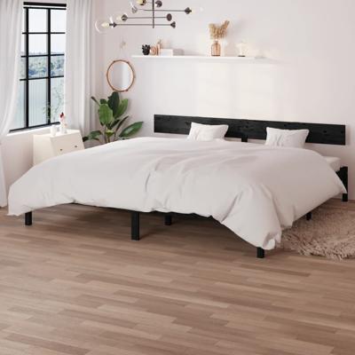 Bedframe massief grenenhout zwart 180x200 cm