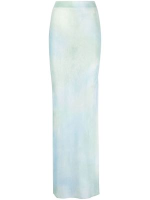 Off-White jupe longue transparente à motif tie dye - Bleu