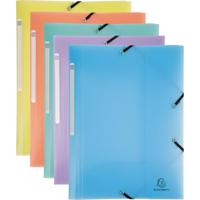 Exacompta Chromaline elastomap met 3 kleppen, met rugetiket, geassorteerde pastelkleuren