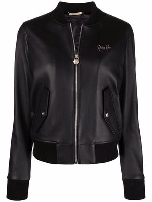 Philipp Plein veste bomber en cuir - Noir