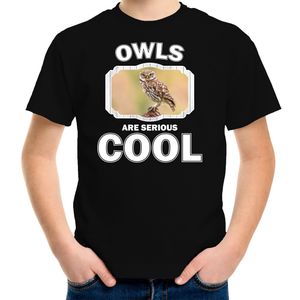 T-shirt owls are serious cool zwart kinderen - uilen/ steenuil shirt XL (158-164)  -