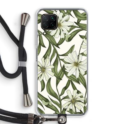 Wit bloemenpatroon: Huawei P40 Lite Transparant Hoesje met koord