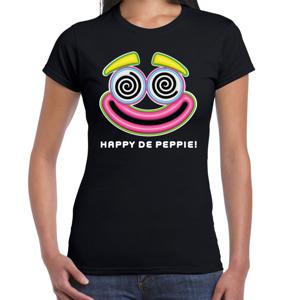 Bellatio Decorations Foute Party T-shirt voor dames - happy de peppie - zwart - carnaval/themafeest 2XL  -