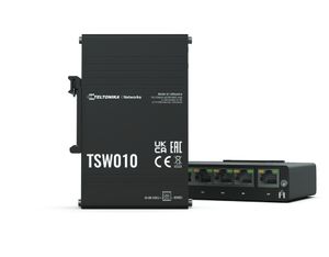 Teltonika TSW010 DIN Rain Switch 5 x Fast Ethernet (10/100) Power over Ethernet (PoE) Zwart