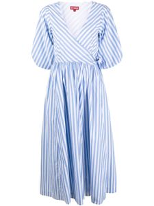 STAUD robe mi-longue Jodie à rayures - Bleu