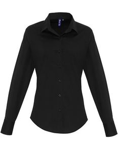 Premier Workwear PW344 Ladies Stretch Fit Poplin Long Sleeve Cotton Shirt