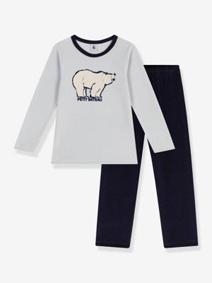 Kinderpyjama in fluweel / velours PETIT BATEAU grijs