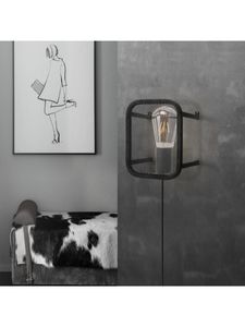 Wandlamp Weave 15/15/20cm, Zwart, Muurlamp gemaakt van metaal, geschikt voor E27 LED lichtbron, wandlamp geschikt voor woonkamer, slaapkamer