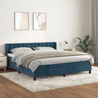 Boxspring met matras fluweel donkerblauw 160x200 cm
