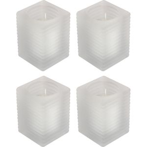 4x Matte kaarsenhouders met kaars 7 x 10 cm 24 branduren