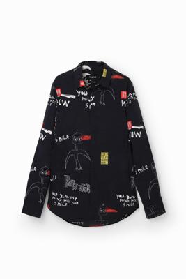 Arty shirt met teksten - BLACK - XXL