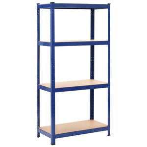 VidaXL Opbergrek 4-laags staal en bewerkt hout blauw