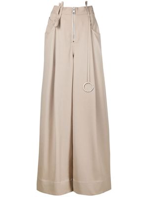 The Attico pantalon palazzo à boucle logo - Marron