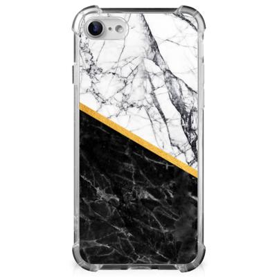 iPhone SE 2022/2020 | iPhone 8/7 Anti-Shock Hoesje Marmer Wit Zwart - Origineel Cadeau Man iPhone SE 2022/2020 | iPhone 8/7 Anti-Shock Hoesje Marmer Wit Zwart - Origineel Cadeau Man