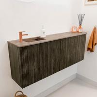 Toiletmeubel Mondiaz Joya Dlux | 111.6 cm | Meubelkleur Shadow | Faye wastafel Arena Wasbak Links | 1 kraangat