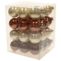 36x stuks glazen kerstballen natuurtinten (opal natural) 6 cm mat/glans - Kerstbal - thumbnail