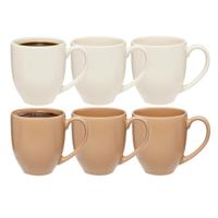 5Five Koffiemokken Venice - 6x stuks - Keramiek - in 2 kleuren - 480 ml - 9 x 11 cm
