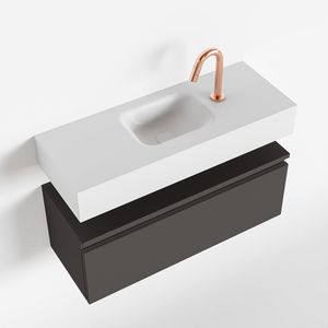 Toiletmeubel Mondiaz Andor | 80 cm | Meubelkleur Dark grey | Lex vrijhangend wastafel Talc Midden | 1 kraangat