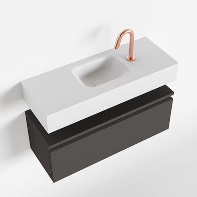 Toiletmeubel Mondiaz Andor | 80 cm | Meubelkleur Dark grey | Lex vrijhangend wastafel Talc Midden | 1 kraangat