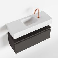 Toiletmeubel Mondiaz Andor | 80 cm | Meubelkleur Dark grey | Lex vrijhangend wastafel Talc Midden | 1 kraangat