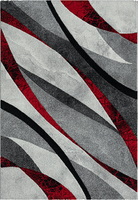Laagpolig Vloerkleed Diamond Grijs/Rood-140 x 200 cm