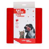 Eat Slow Live Longer Lick Mat Bones Red - thumbnail