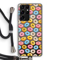 Pink donuts: Samsung Galaxy S21 Ultra Transparant Hoesje met koord