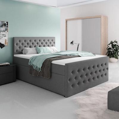 OP=OP Opberg boxspring Andy - 180 x 200 Antraciet - 40 cm opbergboxen + Voetbord met TV-lift