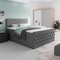 OP=OP Opberg boxspring Andy - 180 x 200 Antraciet - 40 cm opbergboxen + Voetbord met TV-lift