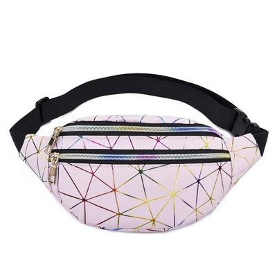 Laser patroon PU lederen taille tassen vrouwen Fanny Pack één Schoudertas (roze)