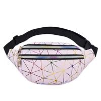 Laser patroon PU lederen taille tassen vrouwen Fanny Pack één Schoudertas (roze)