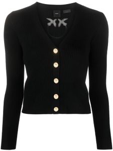 PINKO cardigan nervuré en laine à col v - Noir